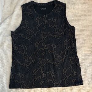All Saints Black and Brown Patterned Muscle Tee